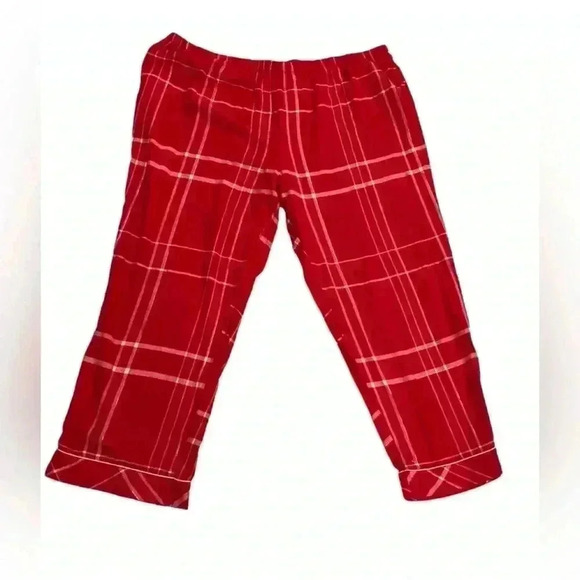 Joyspun Womens 3X 22/24 Red White P.aid Flannel Pajama Set Silver Strands Pocket - Picture 4 of 6